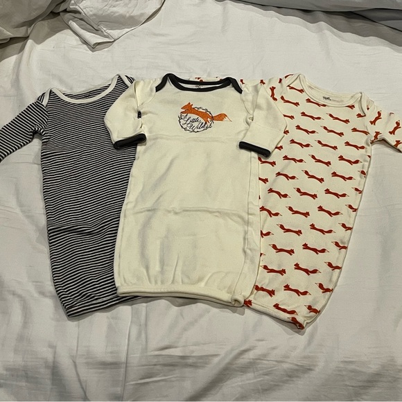 NWOT Infant 0-6 months (3) Piece Fox Gender Neutral Sleep Gown Set - Picture 2 of 12